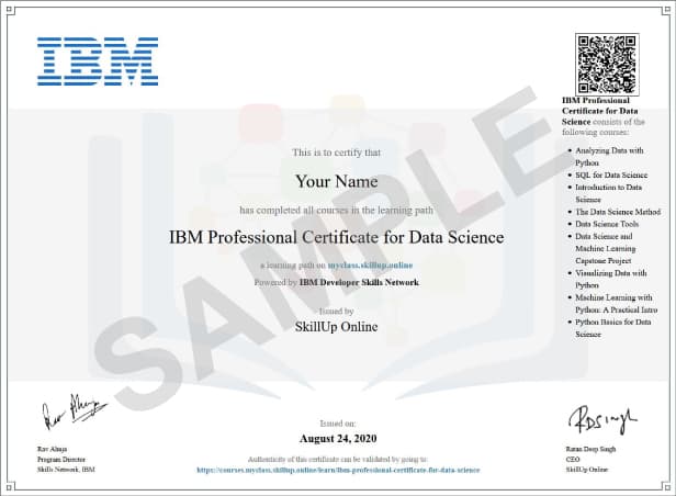 IBM Data Science Professional Certificate - SkillUp Online