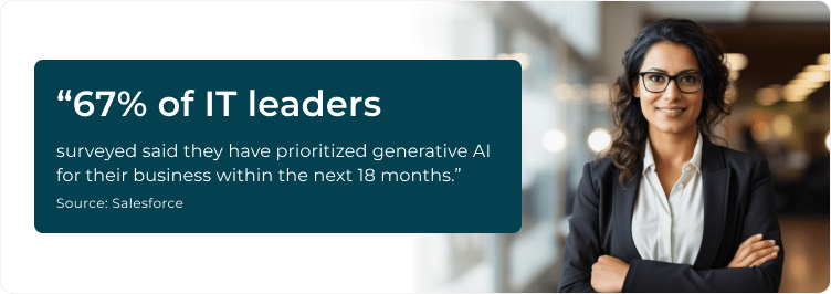 surveyed said they have prioritized generative AI for their business within the next 18 months.